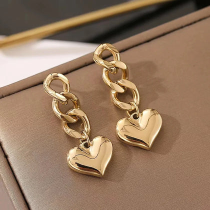 Women 316L Stainless Steel Heart Drop Earrings Party Jewelry