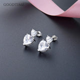 925 Silver Double Heart Zircon Earrings for Party
