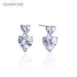 925 Silver Double Heart Zircon Earrings for Party