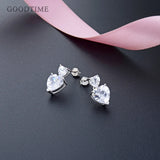 925 Silver Double Heart Zircon Earrings for Party