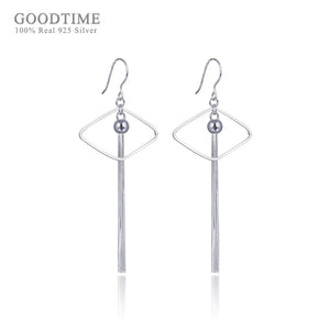 925 Silver Fringed Rhombic Shape Retro Earrings