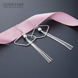925 Silver Fringed Rhombic Shape Retro Earrings