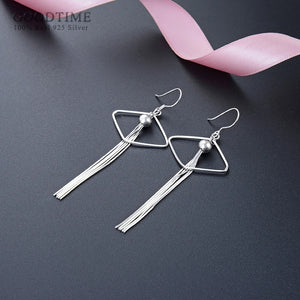 925 Silver Fringed Rhombic Shape Retro Earrings