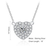 Crystal Heart Pendant Necklace 925 Sterling Silver Women Gift