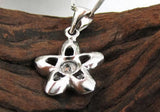 925 Silver Necklace Flower Pendant Zircon Charm Solid Chain Bone Jewelry