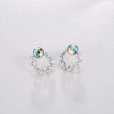 925 Silver Stud Earrings Austria Crystals Lady Party Jewelry Gift