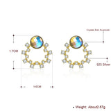 925 Silver Stud Earrings Austria Crystals Lady Party Jewelry Gift