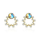 925 Silver Stud Earrings Austria Crystals Lady Party Jewelry Gift