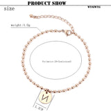 Women A-Z Initial Anklet Stainless Steel Beaded Chain Beach Anklet Bracelet