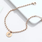 Women A-Z Initial Anklet Stainless Steel Beaded Chain Beach Anklet Bracelet
