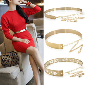 Women Adjustable Metal Belt Dress Bling Silver Waistband Waist Chain