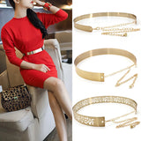 Women Adjustable Metal Belt Dress Bling Silver Waistband Waist Chain