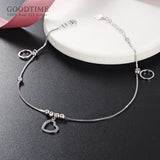 925 Sterling Silver Heart Bead Anklet for Lady Girl