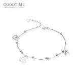 925 Sterling Silver Heart Beaded Anklet for Women