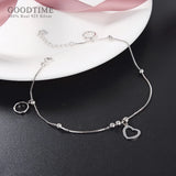 925 Sterling Silver Heart Bead Anklet for Lady Girl
