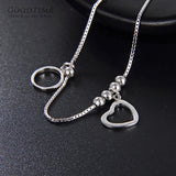 925 Sterling Silver Heart Bead Anklet for Lady Girl