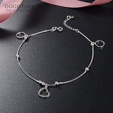 925 Sterling Silver Heart Bead Anklet for Lady Girl