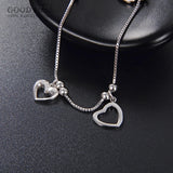 925 Sterling Silver Heart Beaded Anklet for Women