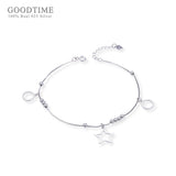 925 Sterling Silver Fresh Star Circle Beaded Anklet for Lady Girl Jewelry