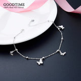 925 Sterling Silver Butterfly Hollow Zircon Anklet for Women
