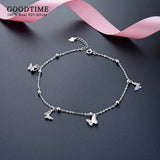 925 Sterling Silver Butterfly Hollow Zircon Anklet for Women
