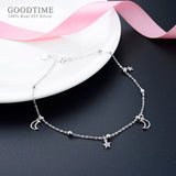 925 Silver Star & Moon Zircon Beads Anklet Foot Accessory