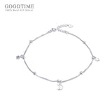 925 Silver Star & Moon Zircon Beads Anklet Foot Accessory