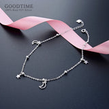 925 Silver Star & Moon Zircon Beads Anklet Foot Accessory
