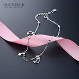925 Silver Star & Moon Zircon Beads Anklet Foot Accessory