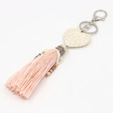 Heart-shaped Stone Tassel Key Chain, Boho Style, Female Gift