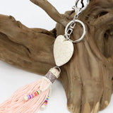 Heart-shaped Stone Tassel Key Chain, Boho Style, Female Gift