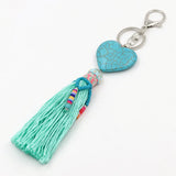 Heart-shaped Stone Tassel Key Chain, Boho Style, Female Gift