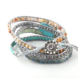 Mixed Turq Stones Crystal Stone Charm Beaded Bracelet