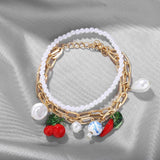 Bohemian Beaded Pepper Cherry Charms Bracelet for Women