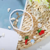 Bohemian Beaded Pepper Cherry Charms Bracelet for Women