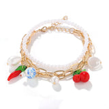 Bohemian Beaded Pepper Cherry Charms Bracelet for Women