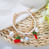Bohemian Beaded Pepper Cherry Charms Bracelet for Women