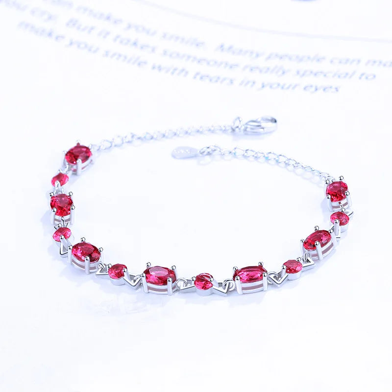 Silver 925 Gemstone Bracelet with Ruby Sapphire Amethyst for Wedding