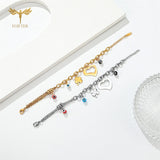 Women Bracelets Clover Love Heart Eye Stainless Steel Chain Lobster Clasp