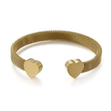 316L Stainless Steel Double Hearts Clasp Cuff Bracelet
