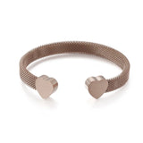 316L Stainless Steel Double Hearts Clasp Cuff Bracelet