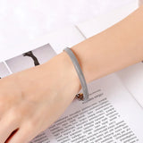 Titanium Steel Double Hearts Clasp Open Cuff Bangle Bracelet