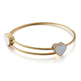 Rose Stainless Steel Bear Double Hearts Shell Cuff Bracelet