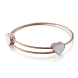 Rose Stainless Steel Bear Double Hearts Shell Cuff Bracelet