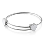 Rose Stainless Steel Bear Double Hearts Shell Cuff Bracelet