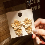 Women Cream Daisy Big Flower Drop Earrings Jewelry