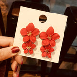Women Cream Daisy Big Flower Drop Earrings Jewelry