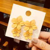 Women Cream Daisy Big Flower Drop Earrings Jewelry