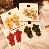 Women Cream Daisy Big Flower Drop Earrings Jewelry
