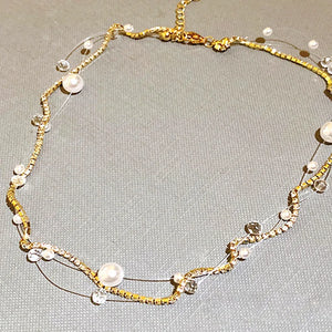 Crystal Necklace Pearl Chain Zircon Wedding Jewelry Party Gift